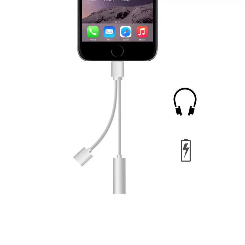 

Factory 2 in 1 8pin To 3.5mm Headphone Adapter Cable Audio Adapter For Iphone 7, Rose;gold;silver.black