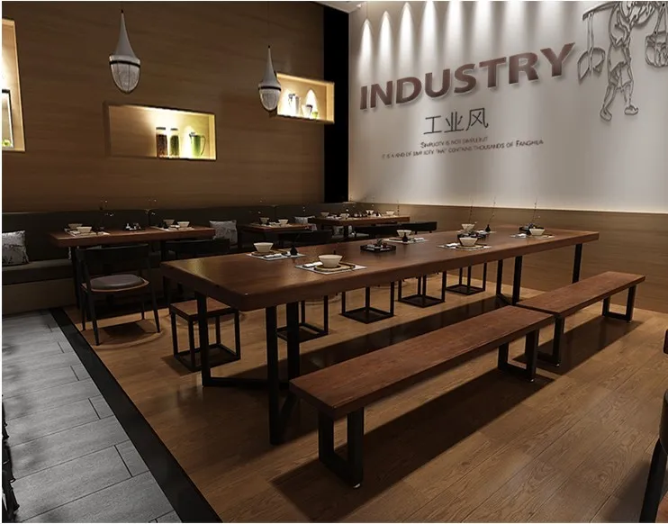 China supplier wholesale rustic solid wood dining restaurant tables