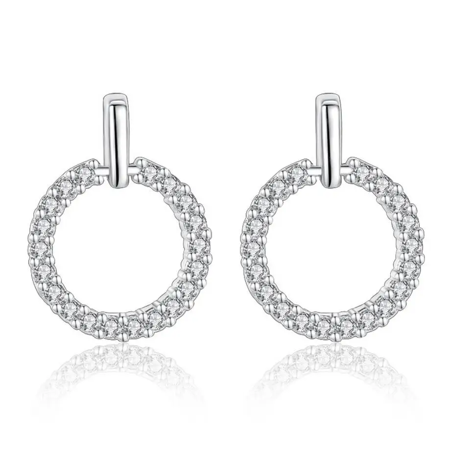 

925 Sterling Silver cubic zirconia hoop stud earrings, White