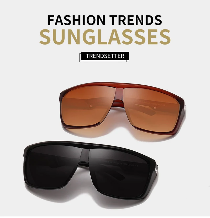 Retro UV400 Polarized MIrror Plastic Frame Men Square 2019 Sunglasses