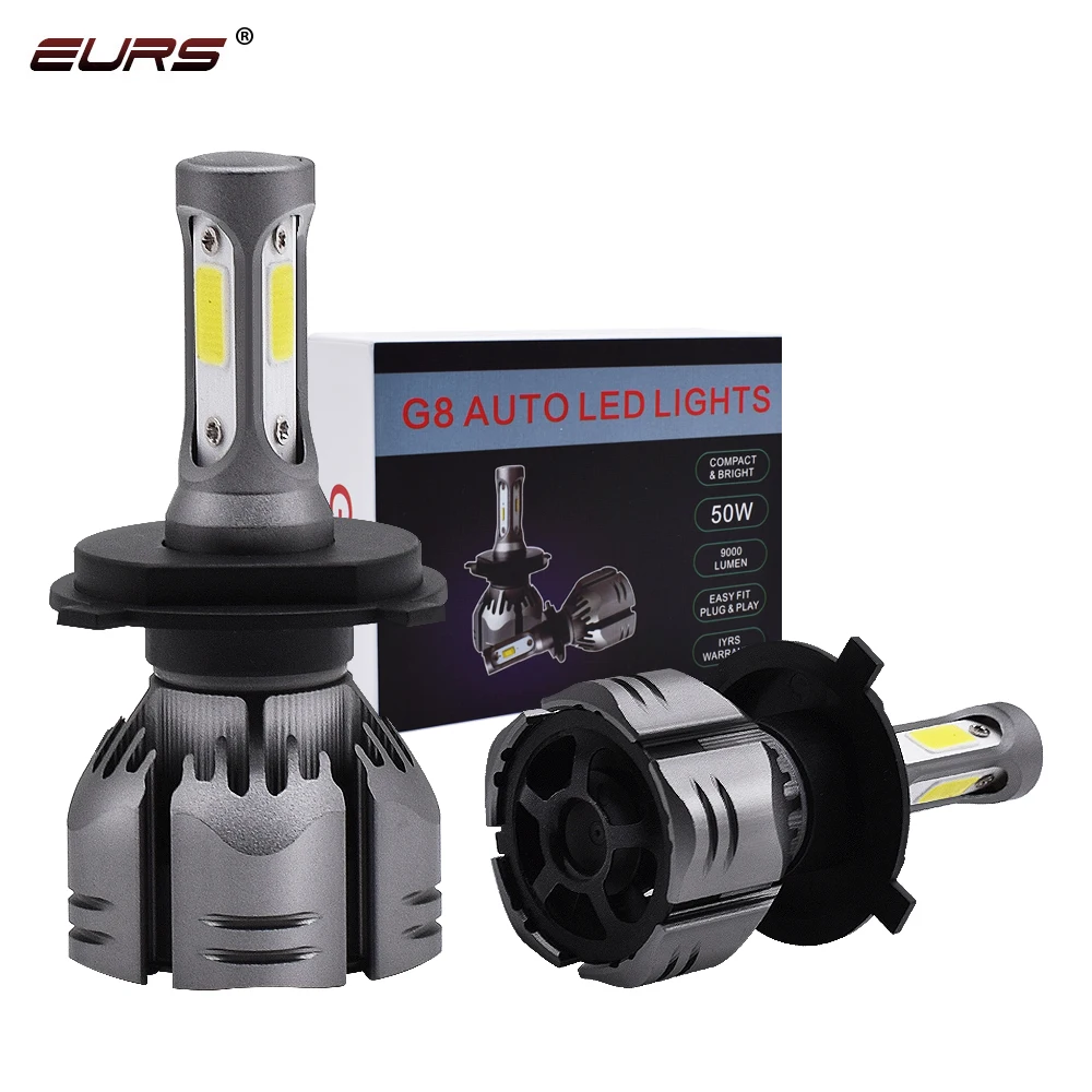 

EURS 2019 NEW 3Side COB Headlight 50W H7 Led Bulbs H4 6000K H11 9005 9006 9012 LED Headlight 9000lm White color light bulbs