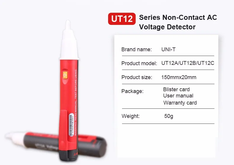 Unit Ut12a Voltage Pen Tester Noncontact Ac Voltage Detectors 90v