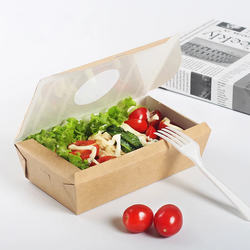 Biodegradable Paper Takeaway Food Packaging Container Lunch Box With Pe ...