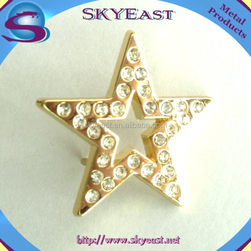 
Promotional Shiny Gold Star Shape Rhinestones Badge with Butterfly Clasp 
