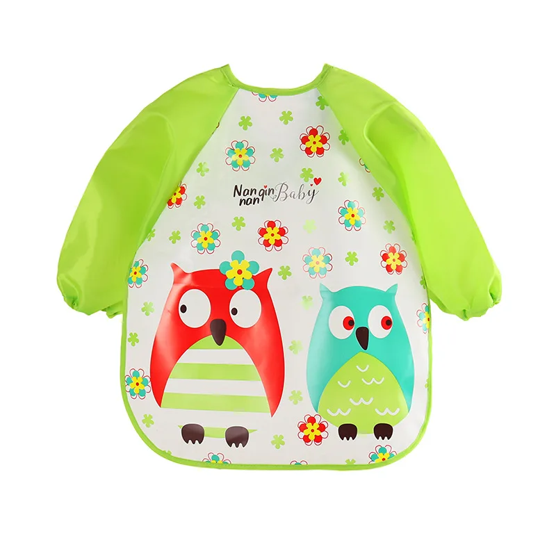 Kids Feeding Smock Bibs Plastic Bib Baby Apron Waterproof Long Sleeve ...