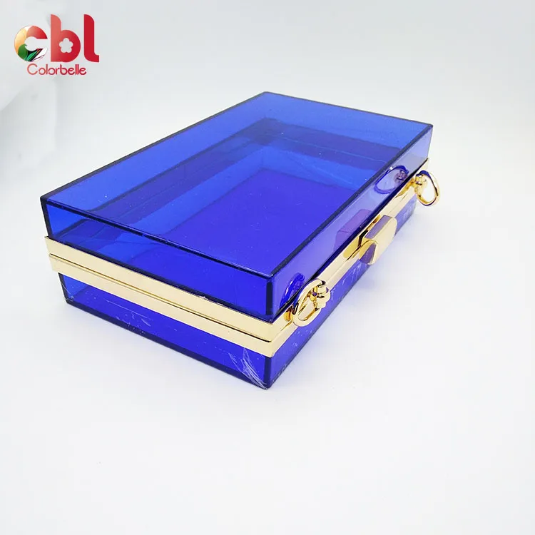 

Wholesale blue color acrylic chain bag acrylic clutch bag, Light blue