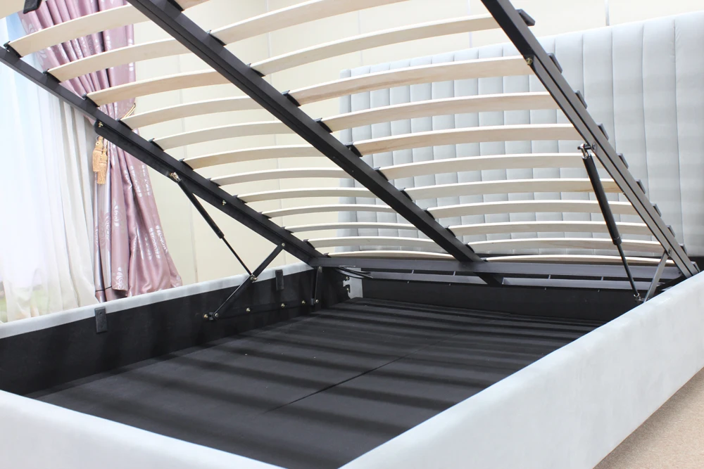 Hydraulic Gas Lift Bed Solid Wood Storage Upholstered Fabric Bed Buy