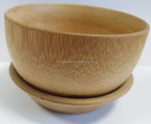 12 inches Round Square Bamboo Bowl in Natural Handmade Bamboo Fruit Rice Soup Salad Bowl