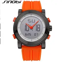 

SINOBI 9368 2018 New Fashion Silicone LED Digital Quartz Waterproof Chronograph Calendar Running Analog men's Wristwatches