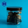 wide mouth bulk clear round animal food packing bottle canned pet cheap plastic biscuit cookie dog treat jar with screw top lids