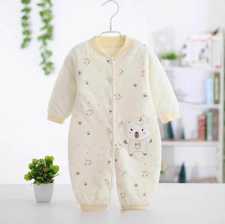 
high quality organic cotton baby girl thermal romper long sleeve romper winter 