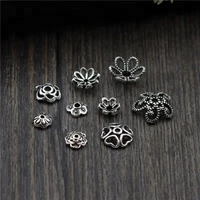 

Fashion Handmade 925 Sterling Silver Flower Loose Spacer Bead Caps DIY Jewelry Findings Accessories Connector Bracelet Making