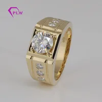 

14k yellow gold 3ct E color moissanite diamond new gold ring models for men