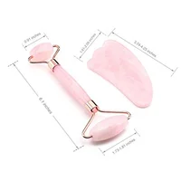 

handheld double welded facial massage natural pink rose quartz jade roller