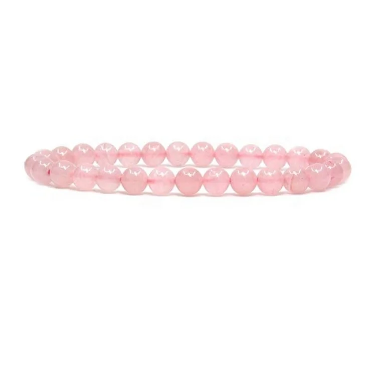 

Wholesale Natural Rose Quartz Handmade Gem Semi-Precious Gemstone 6mm Round Beads Stretch Bracelet 7" Unisex, 100% natural color