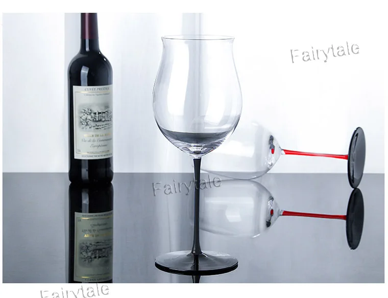 Tulip Stemware Manufacturer Cheap Blue Red Black Stem Burgundy Colored Stem Wine Glass