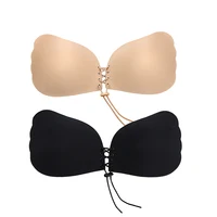 

Fashion design wing shape front string adhesive magic silicone invisible strapless push up bra