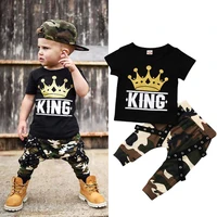 

New Fashion Casual Toddler Kids Baby Boys Clothes Short Sleeve Tops T-shirt Camo Pants 2PCS Outfits Set