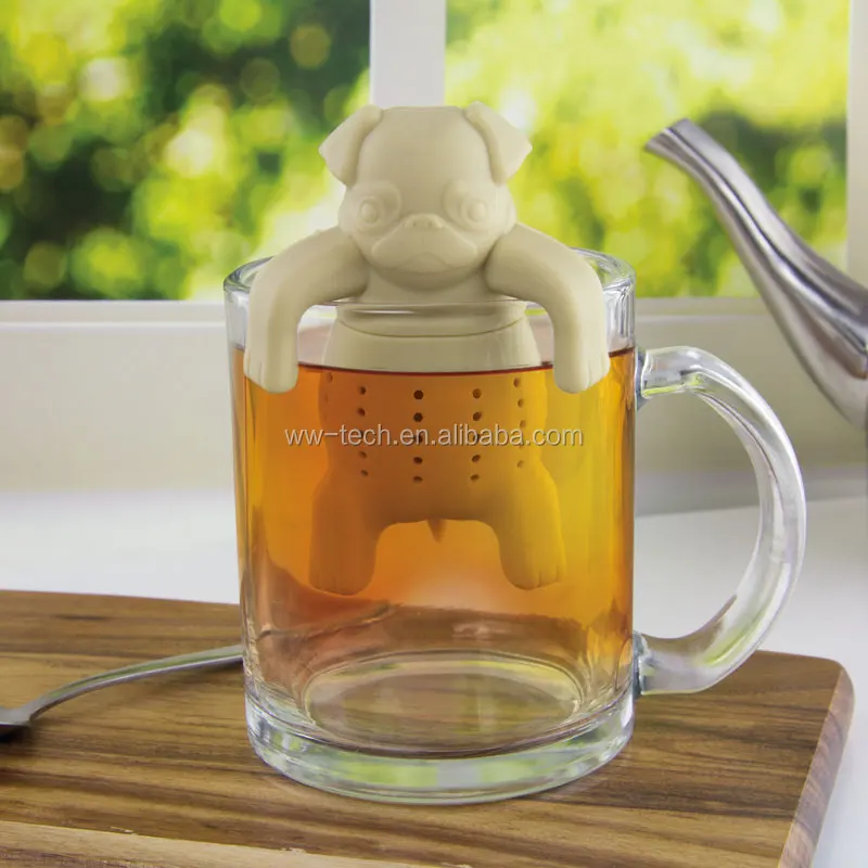 

Pug in a mug Silicone Tea Infuser Strainers, Many colors available