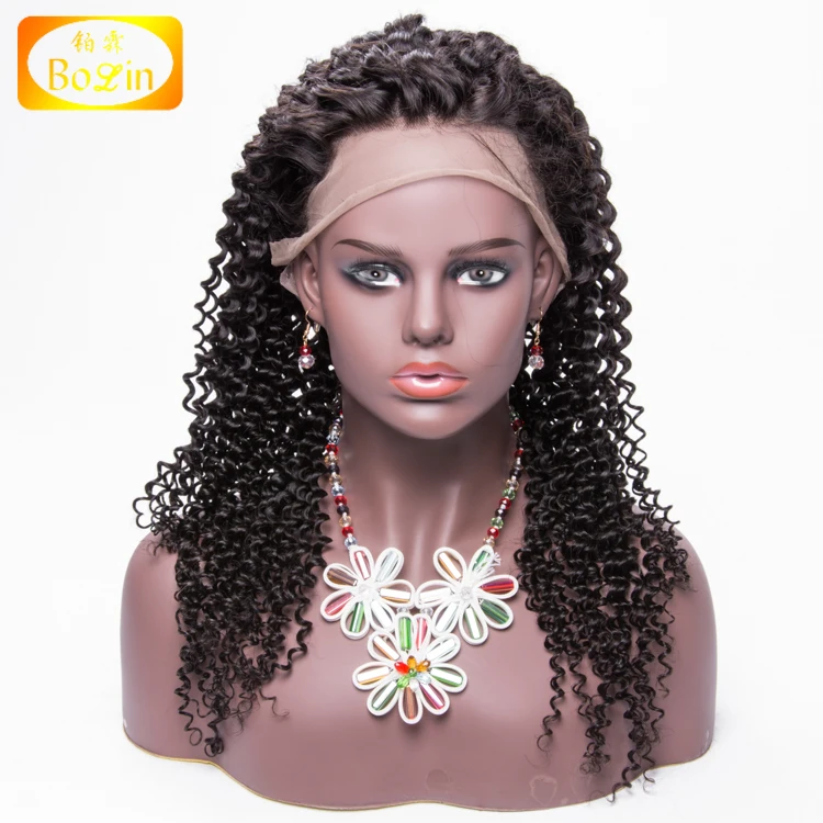 Bolin Hair Deep Curly Natural Color Pre Plucked Brazilian Virgin Hair Lace Wigs With Baby Hair