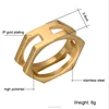 Chengfen Quick Hot Sell Simple Geometric Ring Men Stainless Steel Double Ring Custom Golden Rings