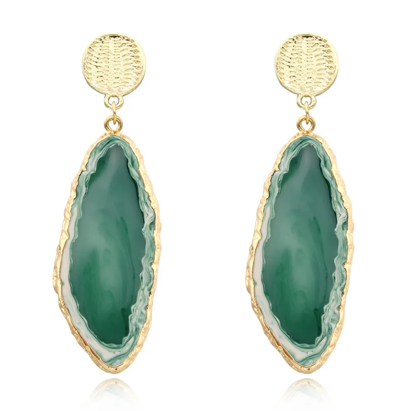 

Free shipping dainty resin jewelry simulate agate slice pendant earrings, As pictures