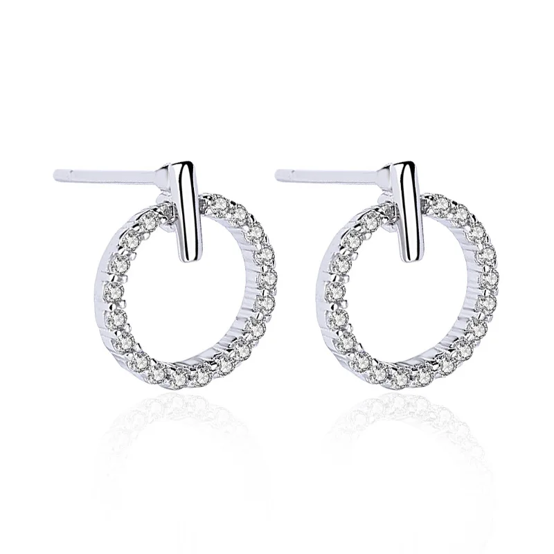 

Classic cz geometric Earrings 925 sterling silver micro pave zircon circle stud earrings women