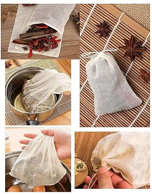 
Unbleached Reusable Loose Tea Cotton Tea Bags 