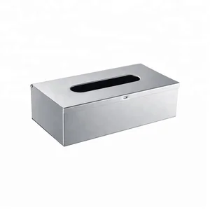 Custom printed rectangle container mirror finish stainless steel metal tissue paper box