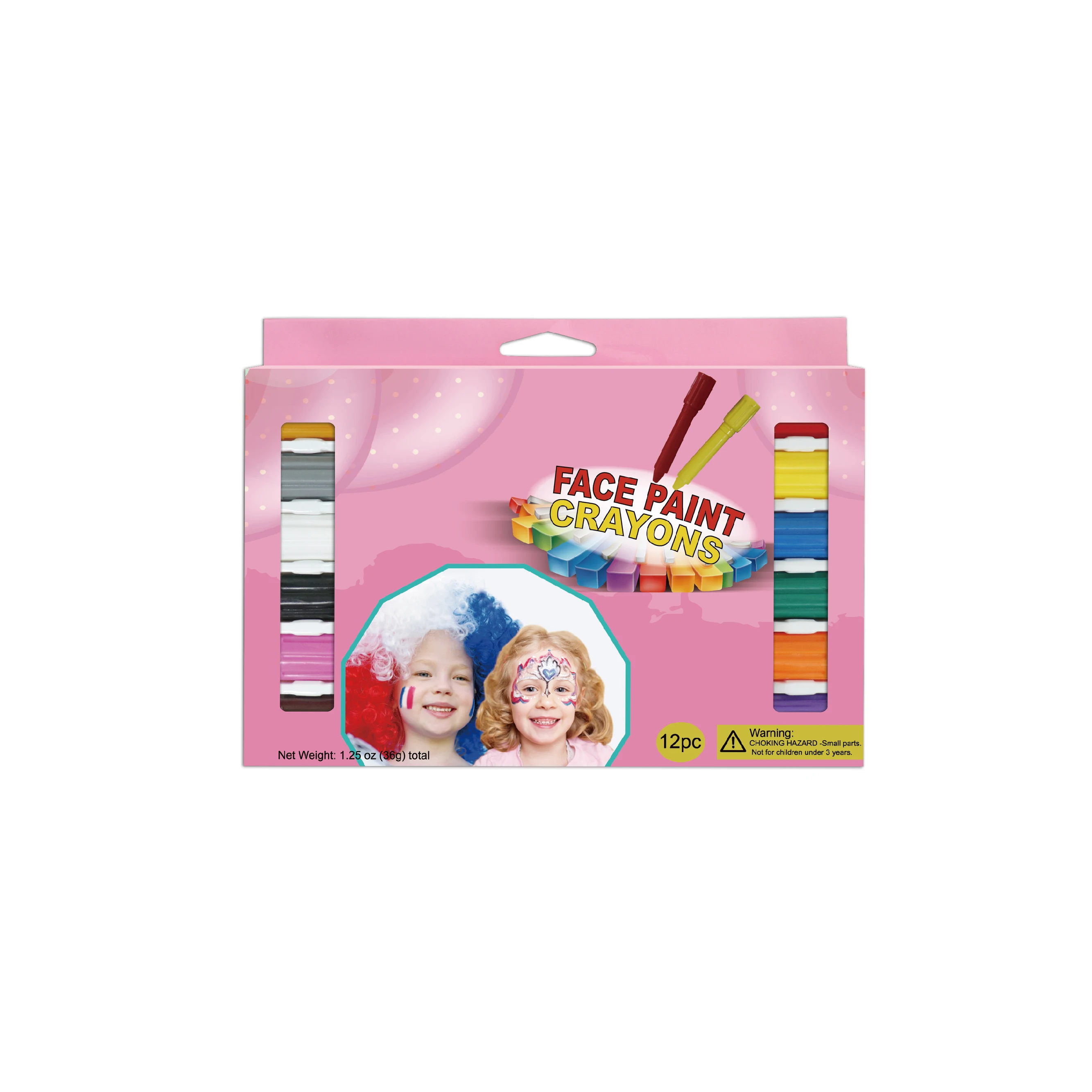 

Kids Washable Coloring face crayon Non-Toxic Face paint Stick, 6 colors