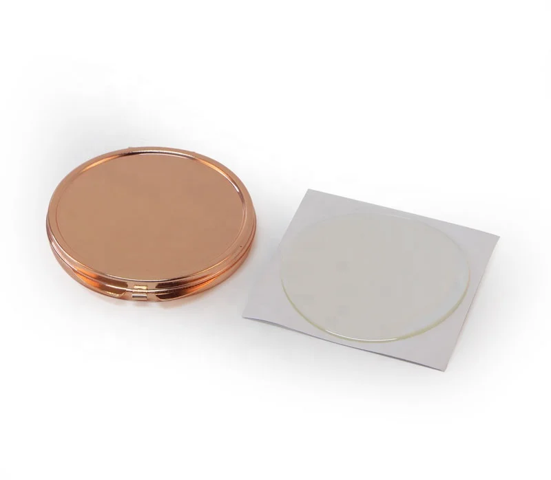 

wholesale Rose gold plain compact mirror with Epoxy Sticker- DIY blank pocket mirror