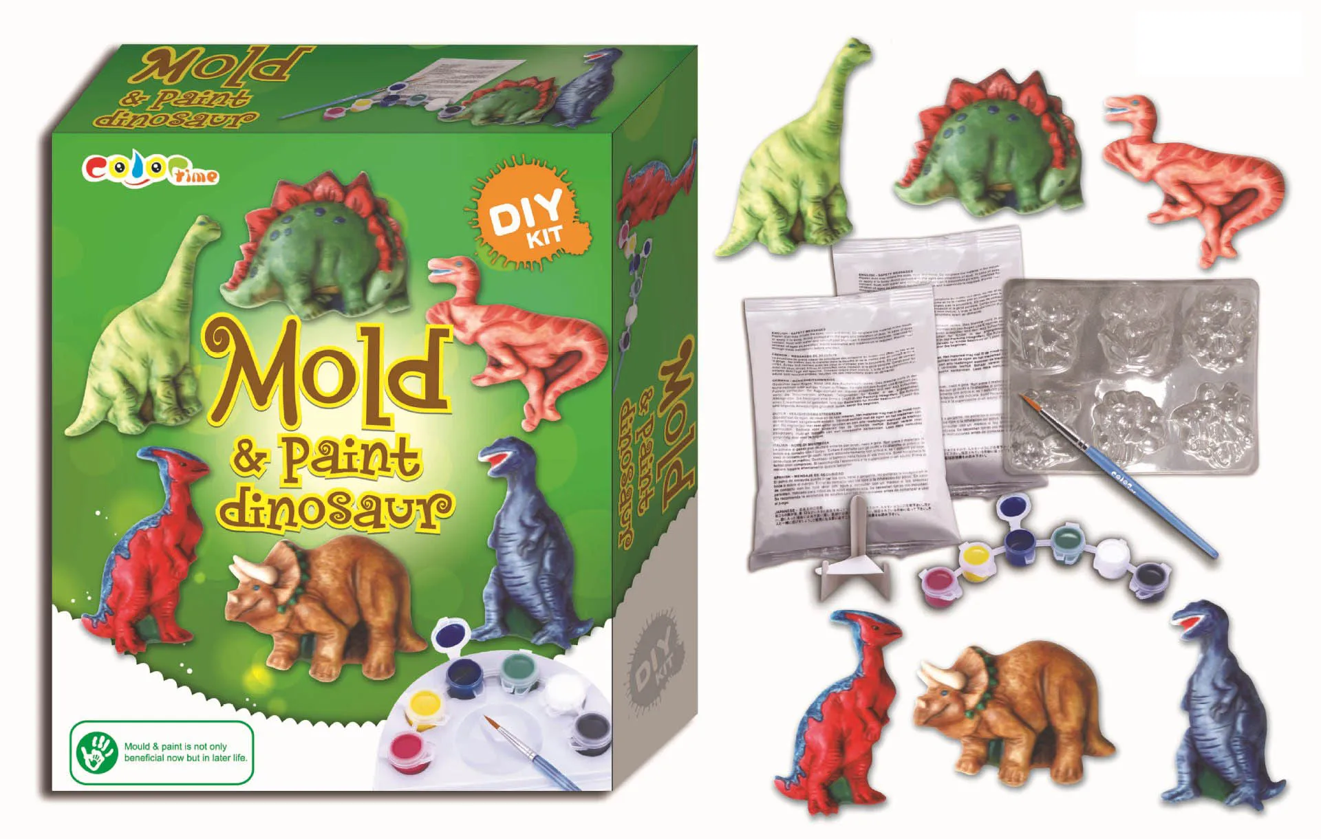 Hot Educational Toys 3d Mould And Paint Dinosaur Diy Plaster Painting