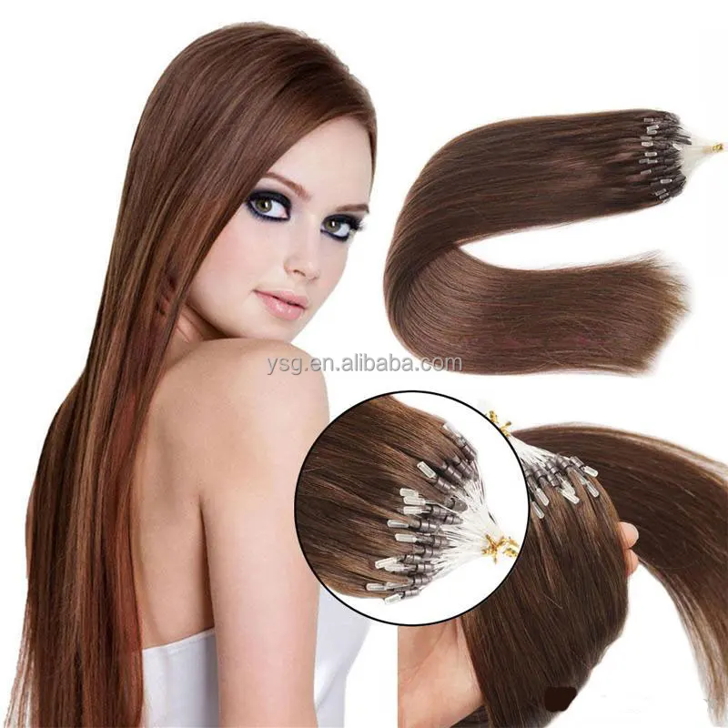 

Micro ring hair extensions Brown color #2,#4 ,#6,#8Virgin Russian hair