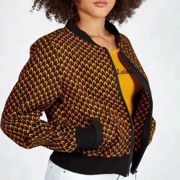 

Guangzhou Wholesale Top Fashion Winter African Print Short Zipper Jackets, As pictures& customized