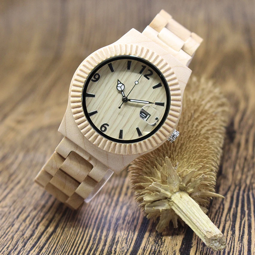 

Custom High Quality Men Japan Movement Maple Wood Watch, Customized