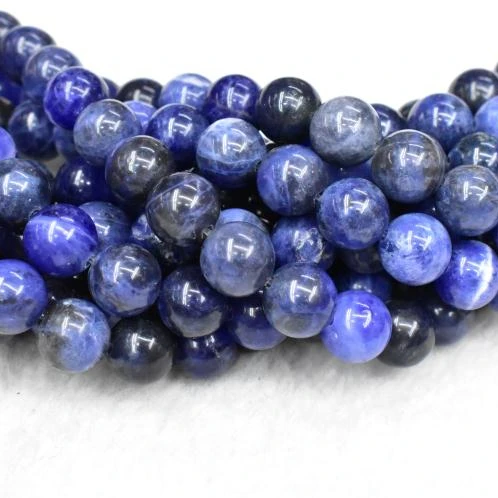 

Wholesale A Grade Nature Smooth Gemstone Sodalite Polished Round Shape Stone Beads DIY Jewelry Making, Blue