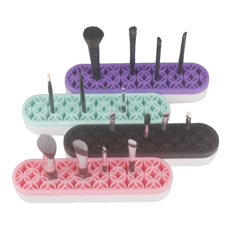 

Beauty Cosmetics Silicone makeup tool kit Holder Organizer Drying Rack makeup brush set beauty products display shelf, Transparent, customized color