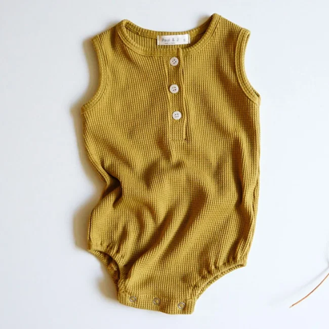 

PHB 41213 solid color sleeveless design toddler newly summer european baby romper, As website