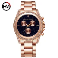 

HANNAH MARTIN 1108 Rose Gold Women Watch Japan Quartz Movement Luxury Diamond Ladies Waterproof Casual Wristwatch