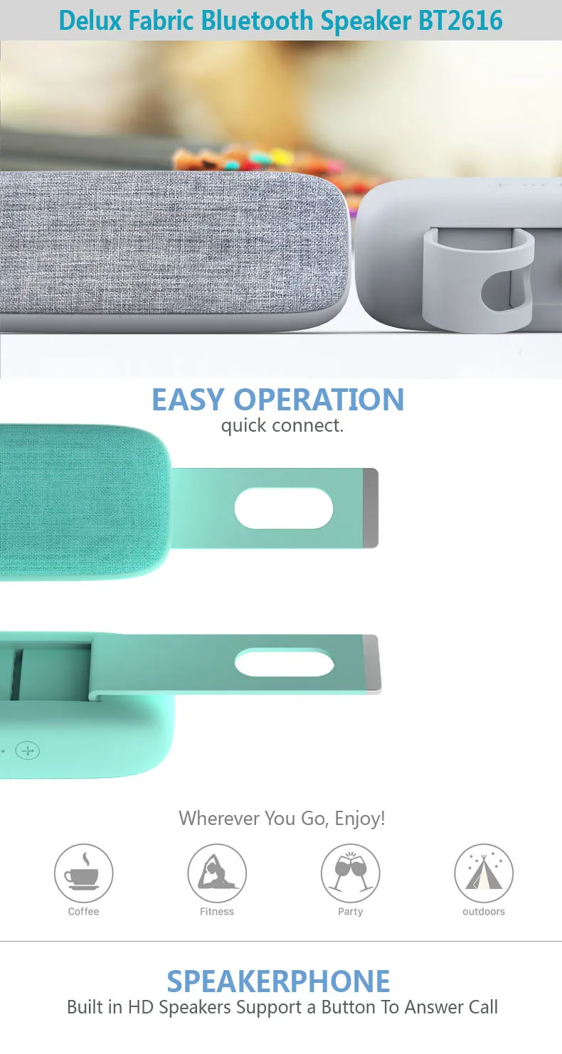 High Classic OEM 10W Portable Wireless Fabric Mini Bluetooth Speaker Handsfree with AUX - ANKUX.COM