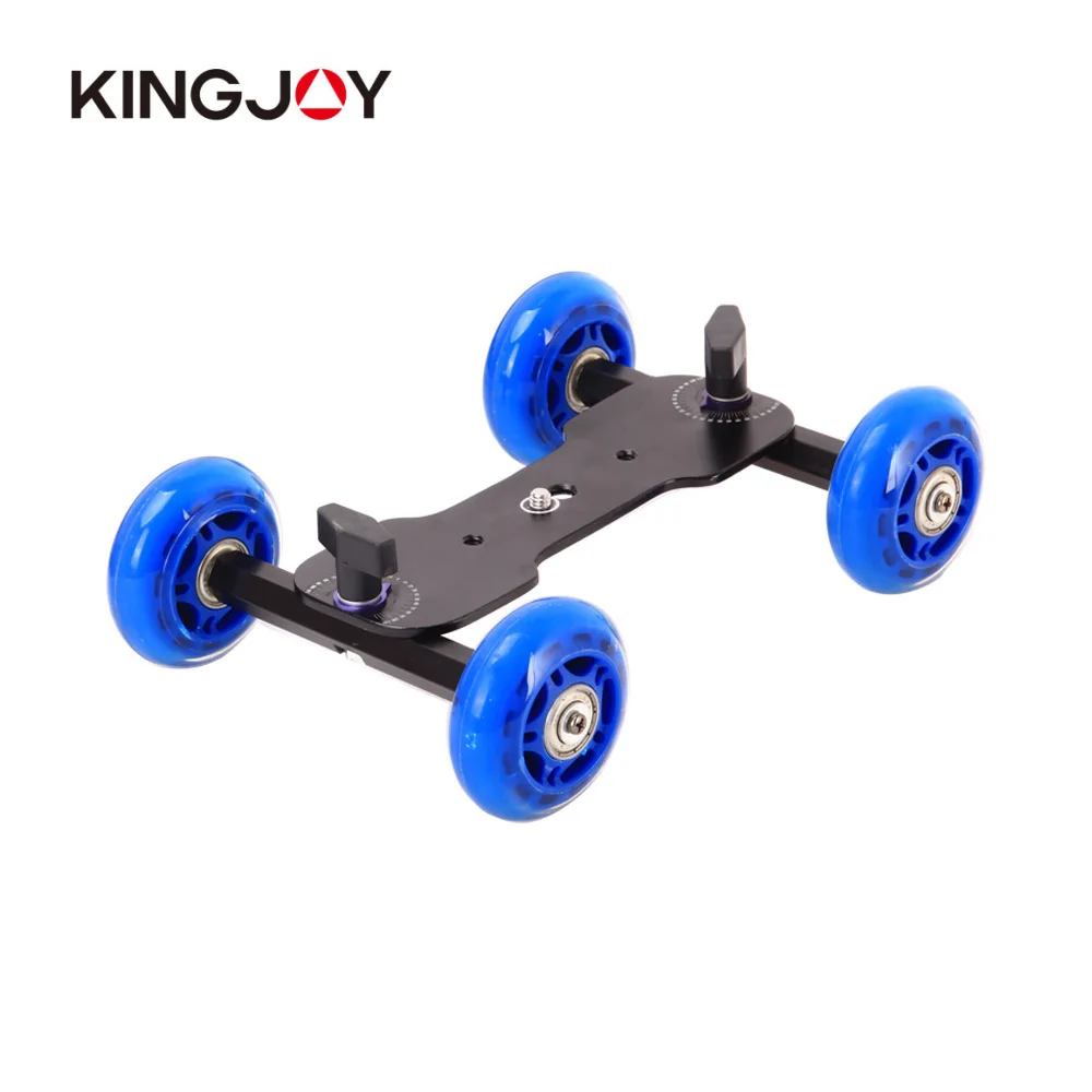 

DSLR Four-wheel Camera Dolly Track as The Monopod Base for Video Moving Shooting KINGJOY VX103, Black/blue