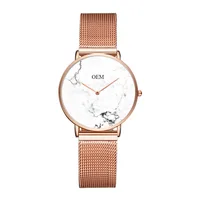 

Custom Marble Watch Lady OEM Stone Watch Women Stainless Steel Mesh Band 36mm Case Stone Watches Ladies