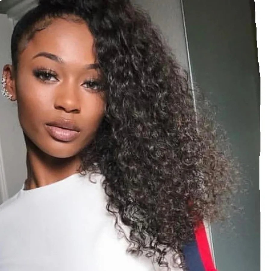 

Chic Kinky Curly Hair Ponytail African American Short Afro Kinky Curly 1pcs Human Hair Drawstring Puff Ponytail Hair Extension