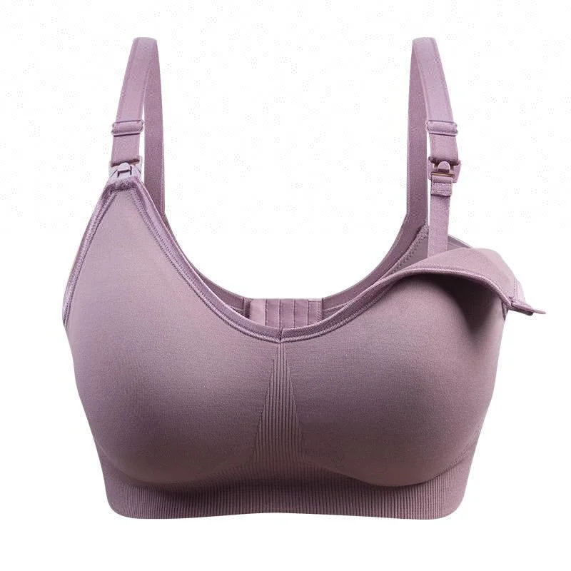 

zuomay 2018 new style seamless maternity nursing bra for mama, Pink;skin;gray