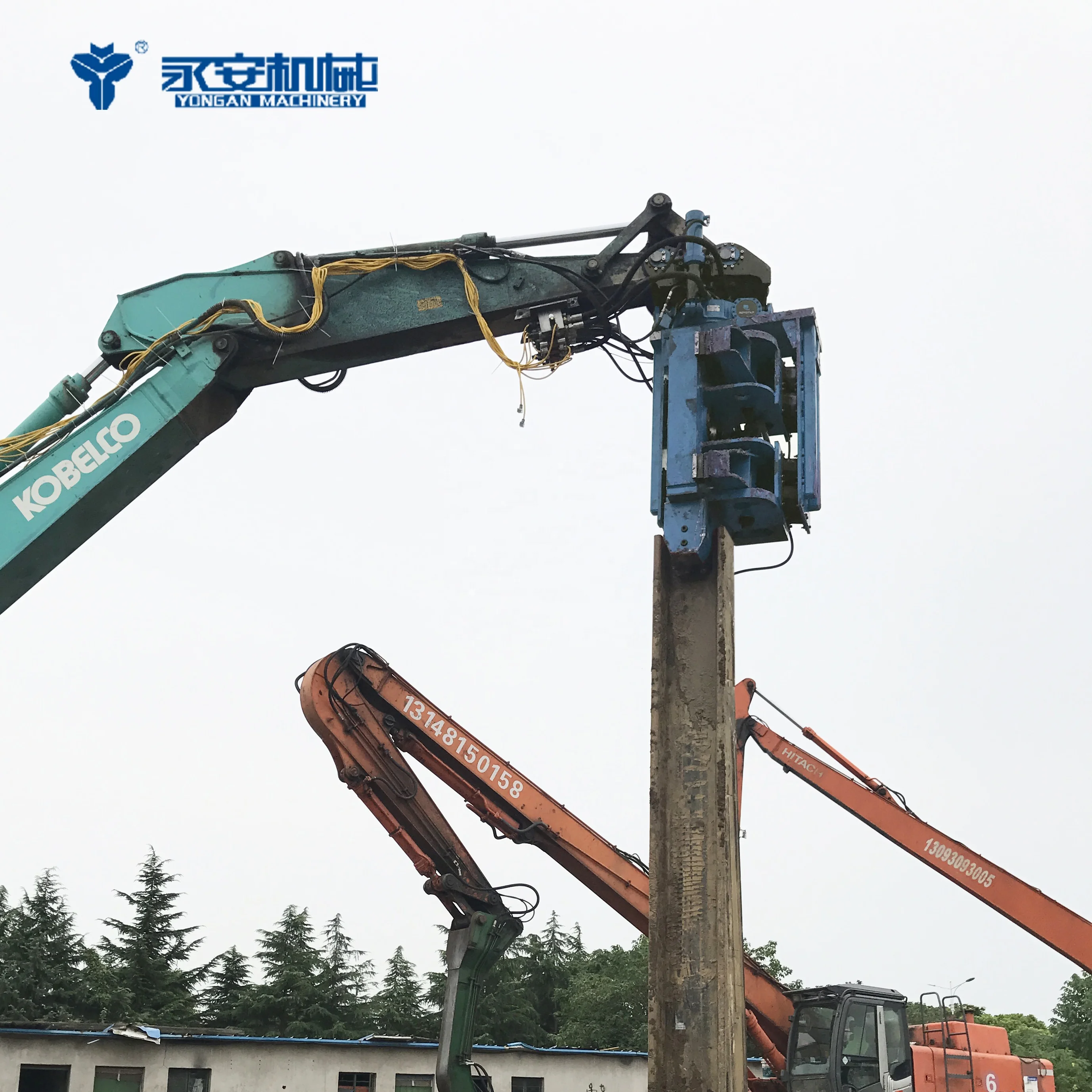 talos 75 侧夹振动板桩振动锤挖掘机安装液压打桩锤