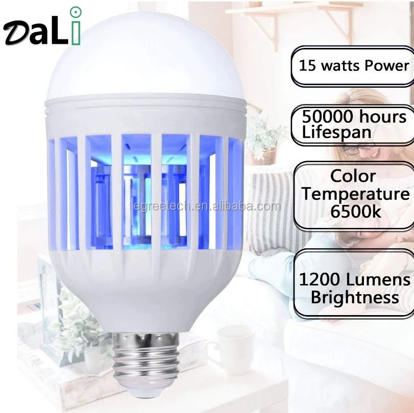 

amazon best seller 2 in 1 15W LED Bulb Mosquito Killer Lamp 220-240V Electric Trap Mosquito Killer Light for outdoor camping, White