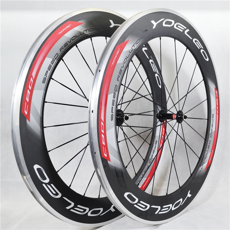 

50% OFF Carbon aluminum Clincher 80mm Road Bicycles Wheels With Alloy brake Surface