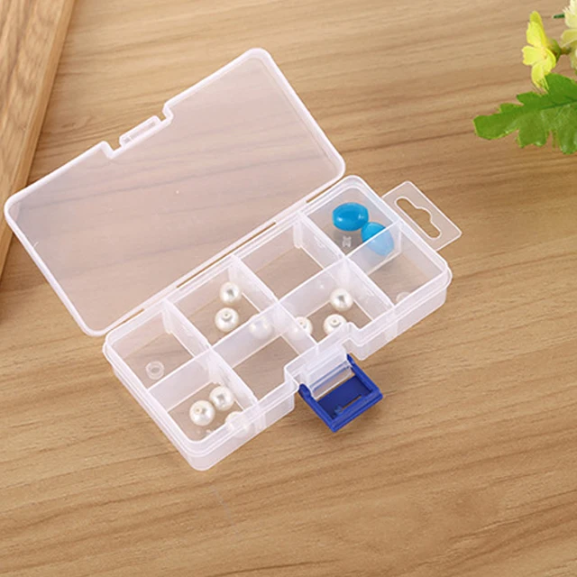 

8 Compartment Plastic Detachable Storage Box Rectangle Jewelry Pill Box Organizer Storage Container for Small Parts