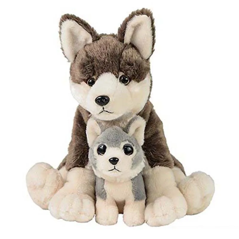 Realistic Wolf Plush Stuffed Animal Big Wolf With Baby Soft Toy Buy
