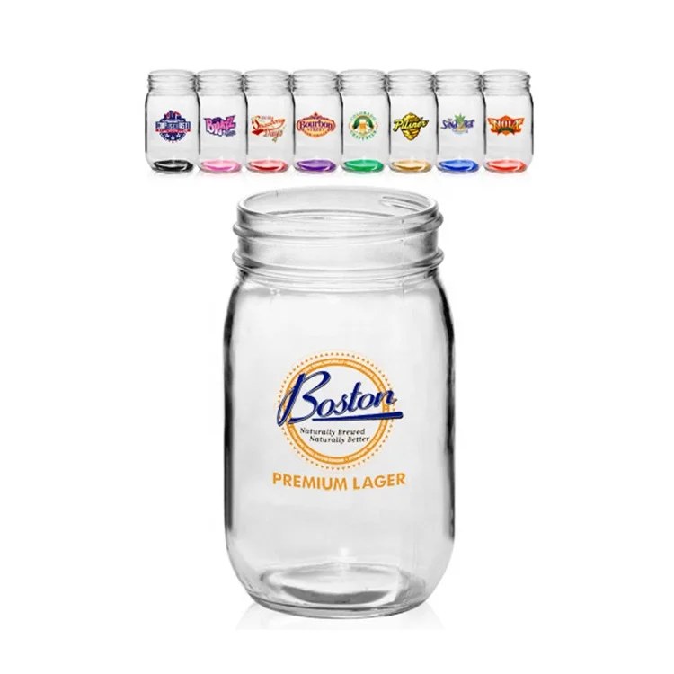 Wholesale Logo Printed Mason Jars Drinking Glasses Bulk 16oz Storage